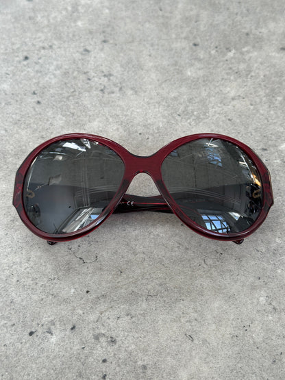 Versace 1990s Oversized Round Medusa Logo Sunglasses