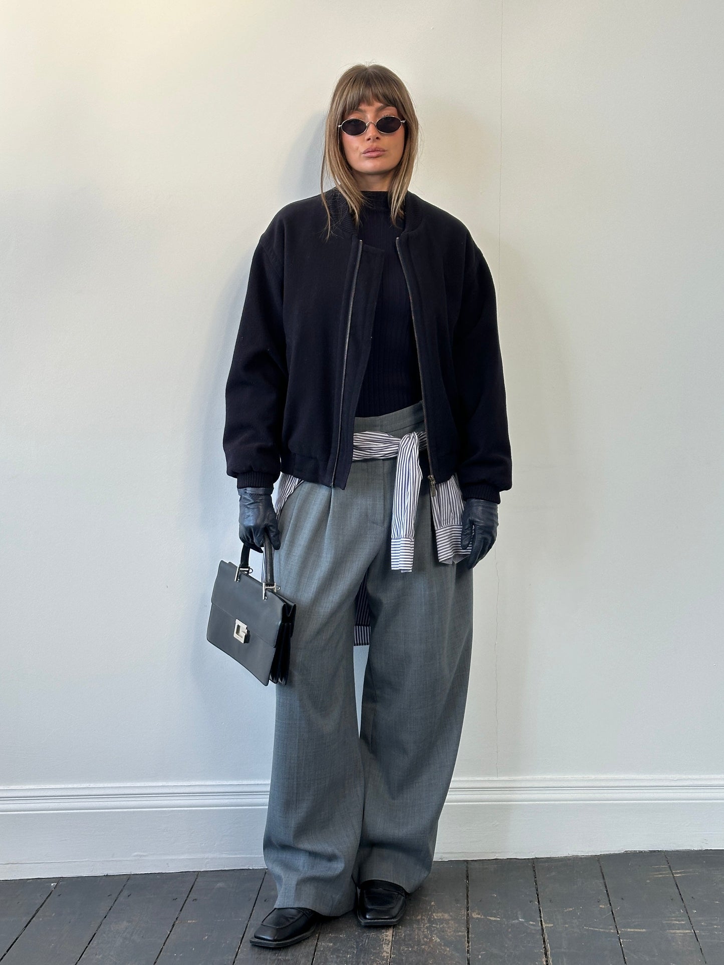 St Michael 1980s Pure Wool Bomber Jacket - L