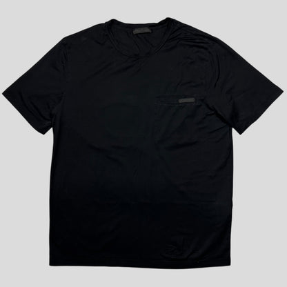 Prada 2017 Black Soft Cotton Pocket Logo T-shirt - XL (L)