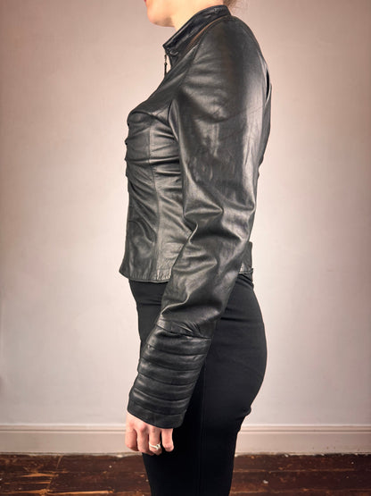 Dom & Ruby 2010s ruched leather jacket | Black, Black