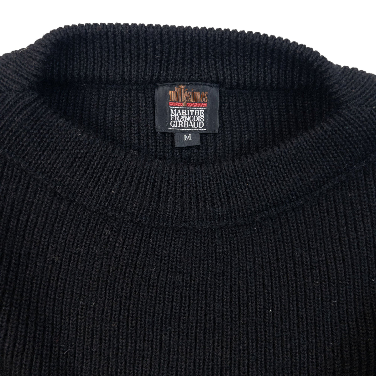 Vintage 90s Marithe + Francois Girbaud Ribbed Wool Knit Jumper | Small, Black