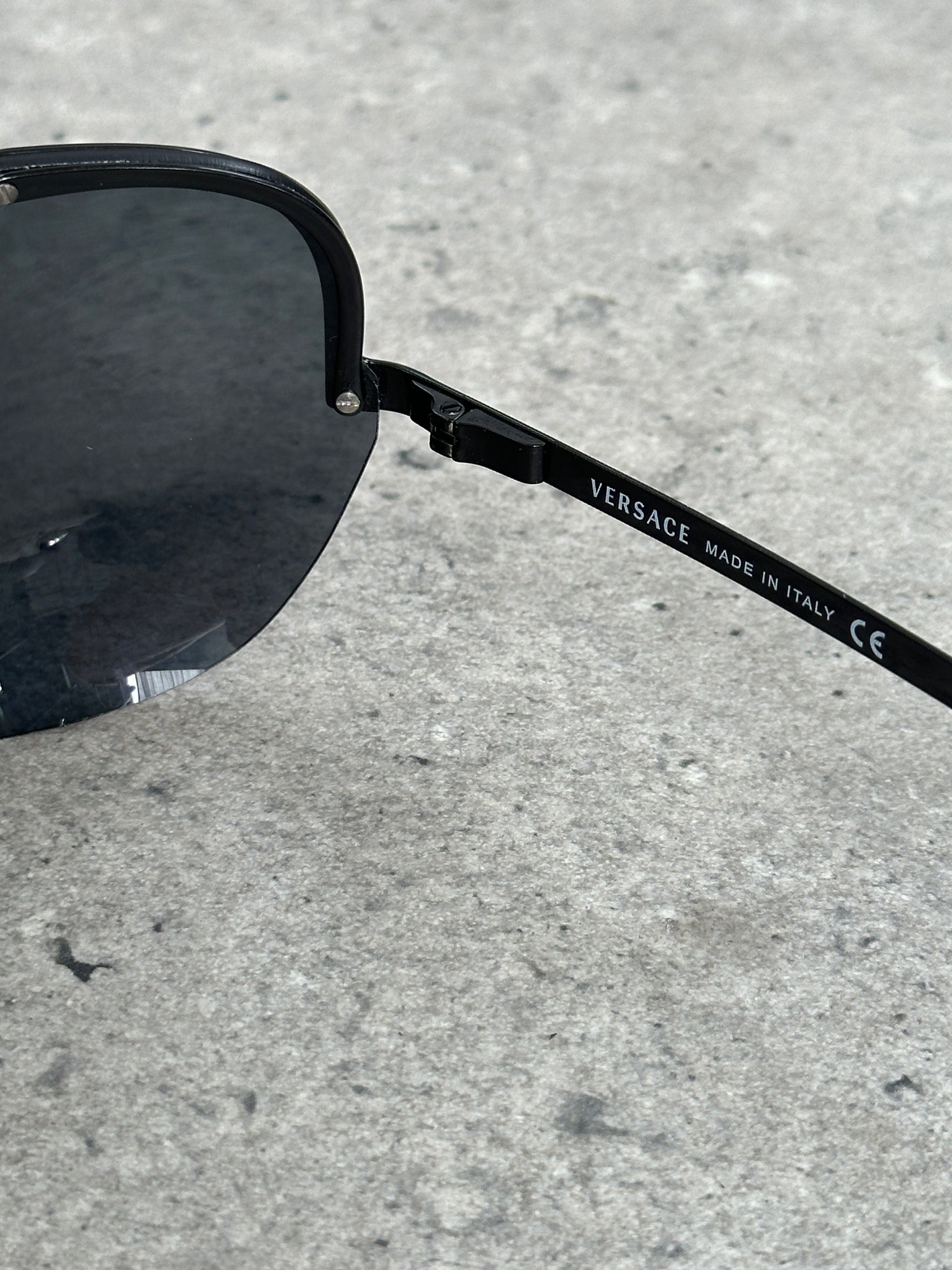 Versace 2000s Shield Aviator Logo Sunglasses