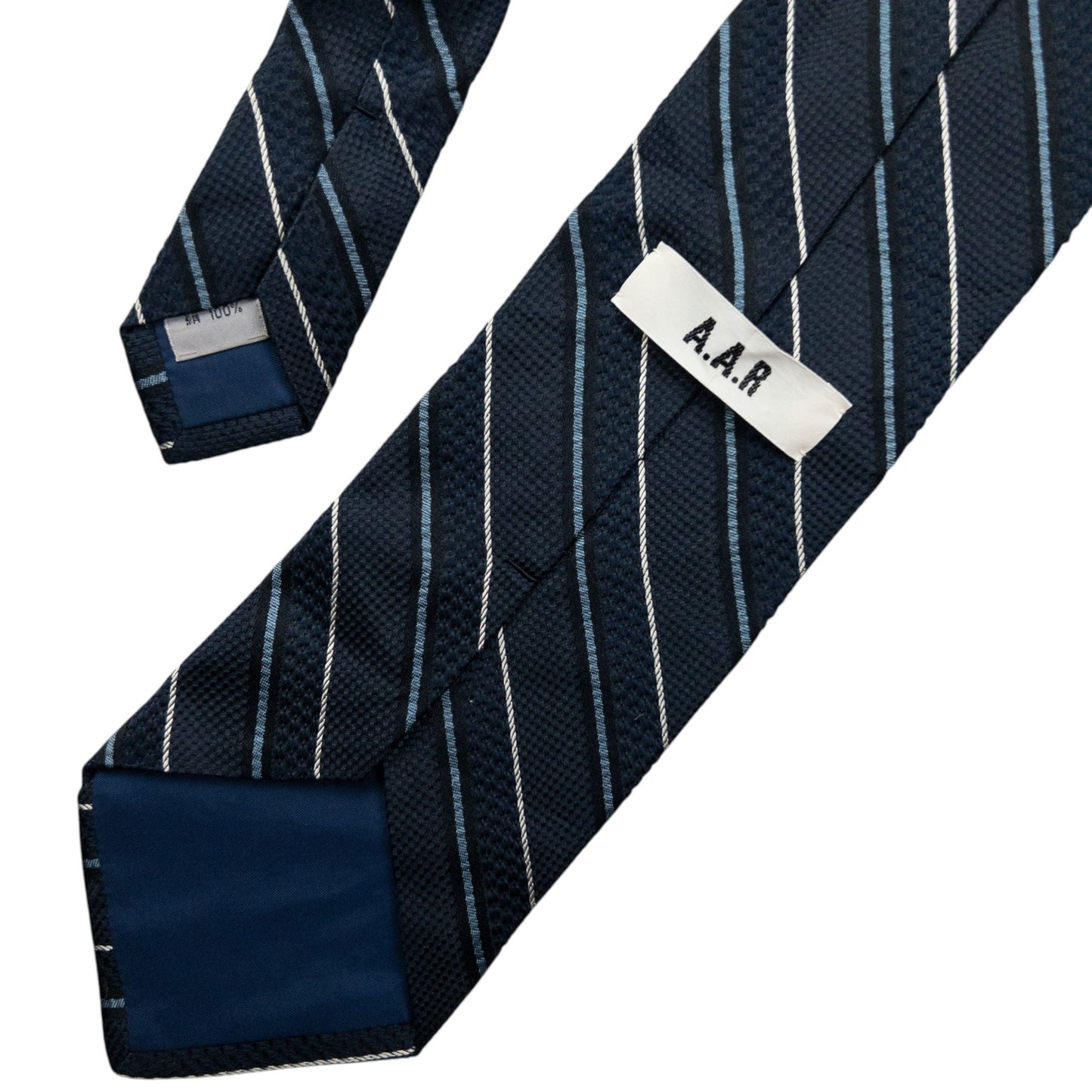 Vintage 90s Issey Miyake Striped Silk Tie | O/S, Navy