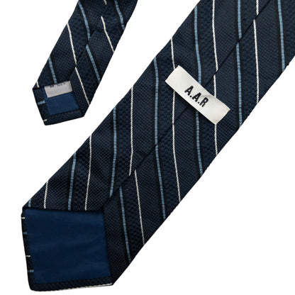 Vintage 90s Issey Miyake Striped Silk Tie | O/S, Navy