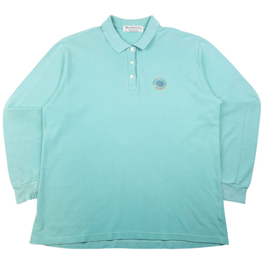 Vintage Burberry Crest Long Sleeve Polo Shirt Size XL