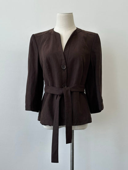 Jaeger 1990s Linen Silk Belted Jacket - S-M
