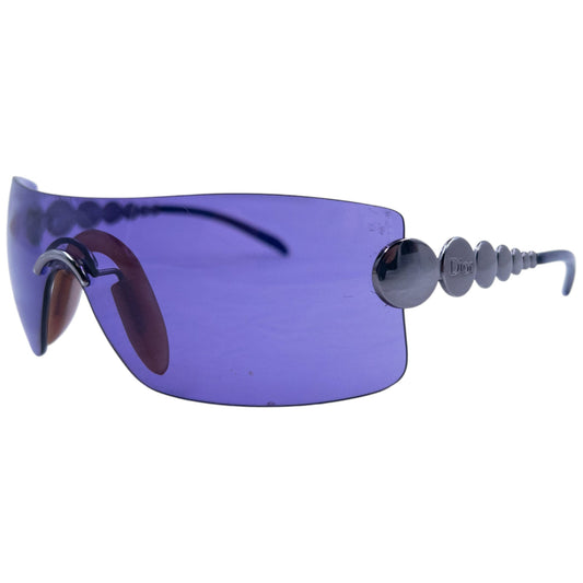 Vintage 2000s Dior By John Galliano Millennium Rimless Shield Sunglasses | O/S, Purple