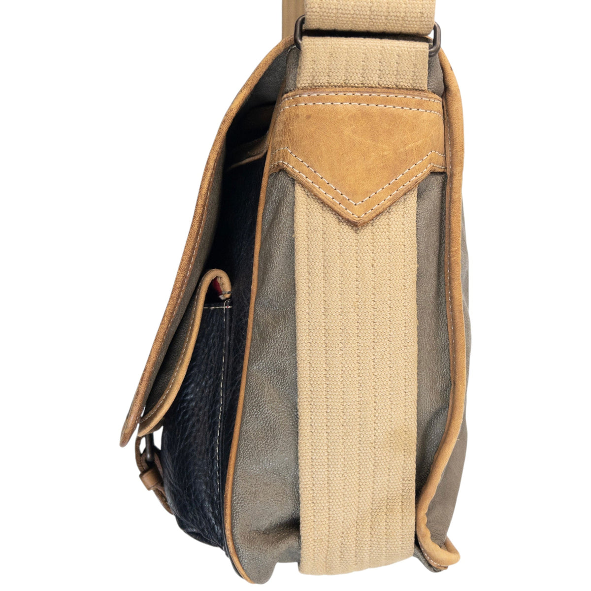 Vintage 80s CP Company Leather Messenger Crossbody Bag | O/S, Beige, Black, Tan
