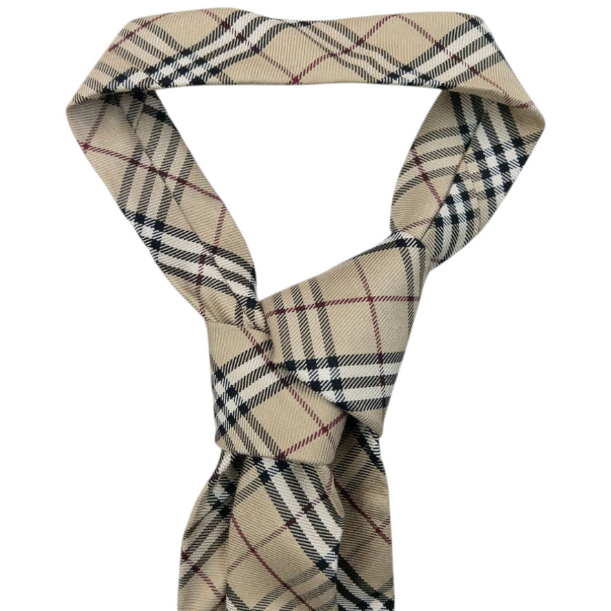 Vintage 2000s Burberry Nova Check Silk Tie | O/S, Beige