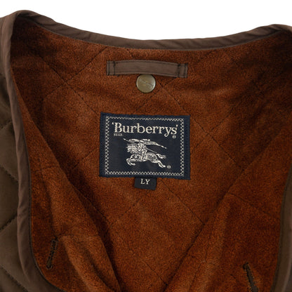 Vintage 90s Burberry Fleece Lined Quilted Jacket Size M | Medium, Brown