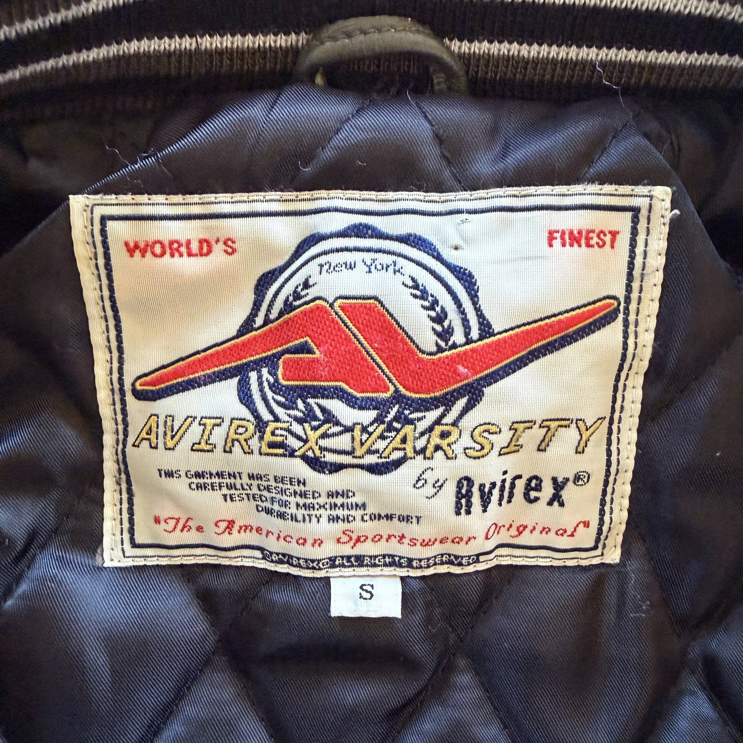 Avirex 'North West Wild Bears' Leather Varsity Jacket - S