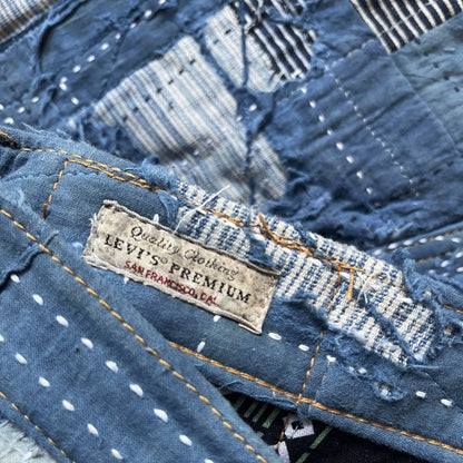 Indigo Boro Sashiko Distressed 501 Jeans - W30"