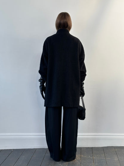 Vintage 1990s Wool Mohair High Neck Coat - M