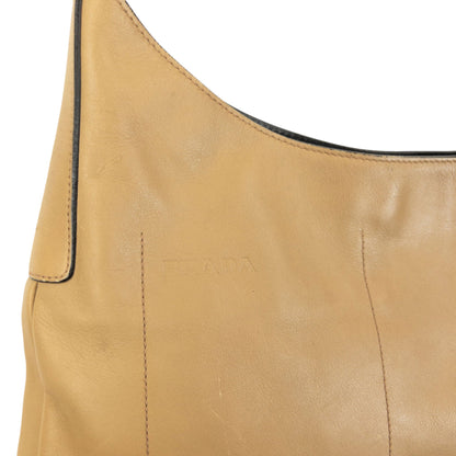 Vintage 2000s Prada Leather Shoulder Bag | O/S, Beige