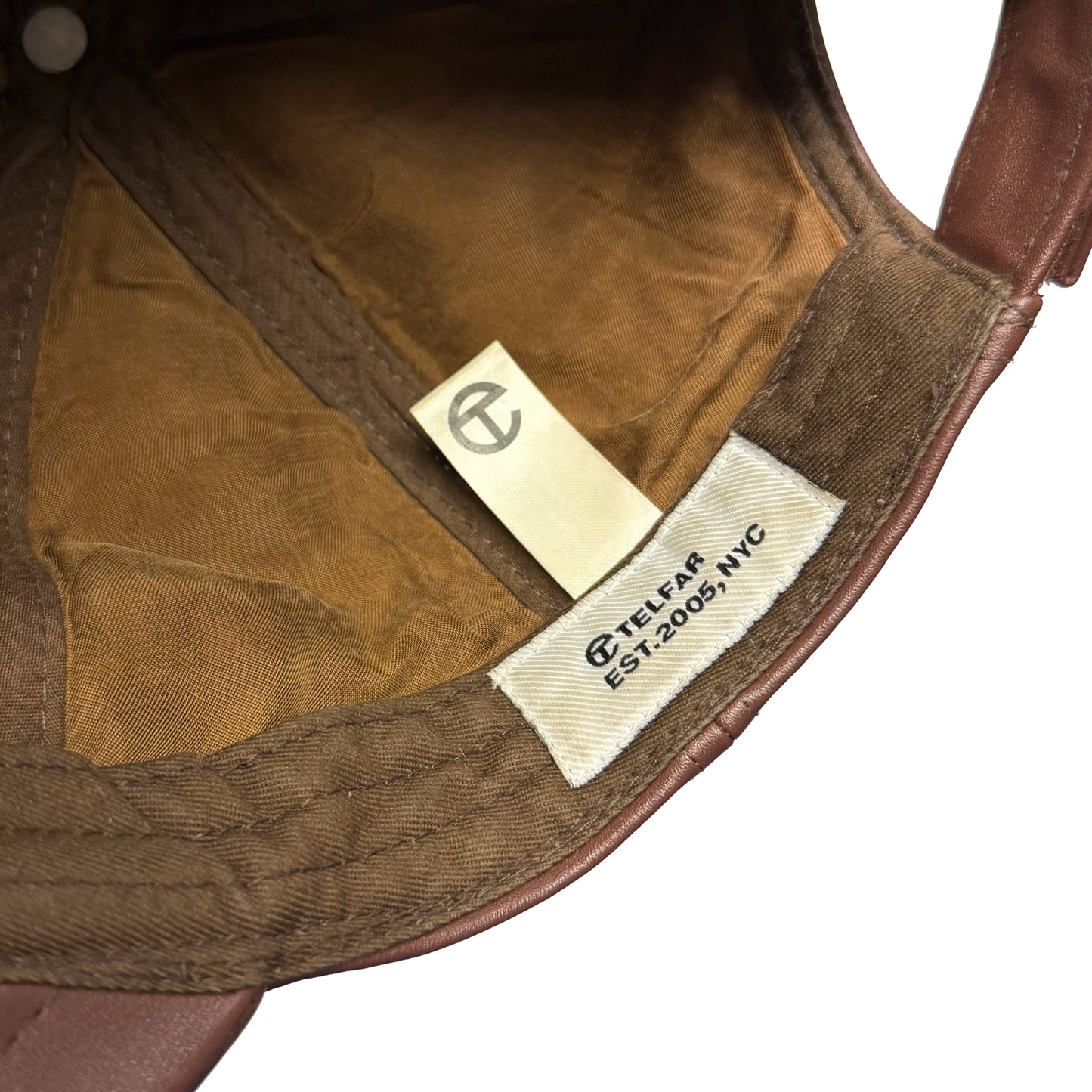 Telfar Embossed Leather Cap In Brown (OS) | O/S, Brown