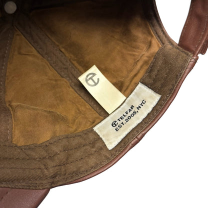 Telfar Embossed Leather Cap In Brown (OS) | O/S, Brown