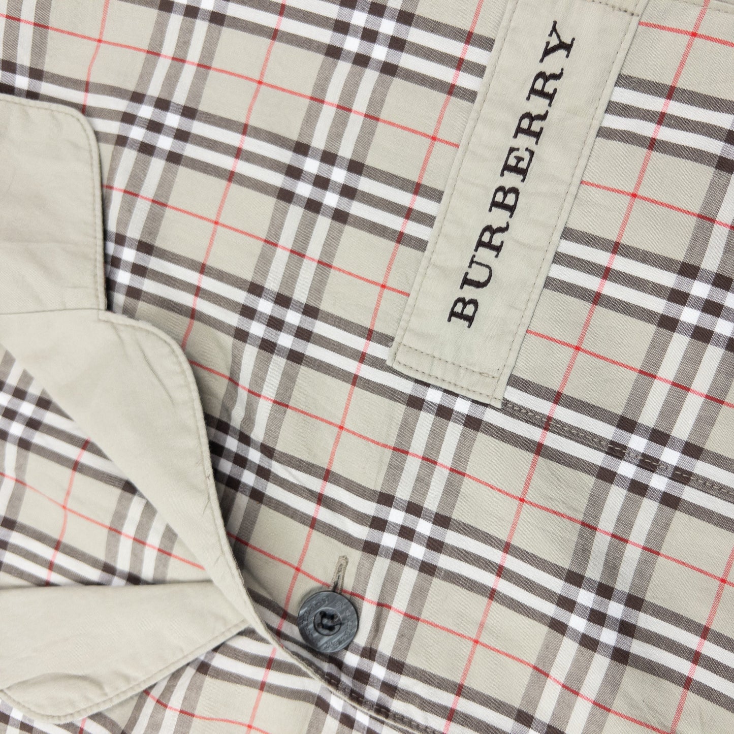 Vintage 2000s Burberry Nova Check Long Sleeve Button Up Pyjama Shirt Size M | Medium, Beige
