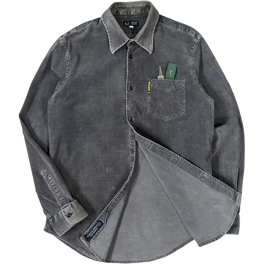 Armani Jeans 00’s Mini Corduroy Shirt M | Medium, Washed Charcoal