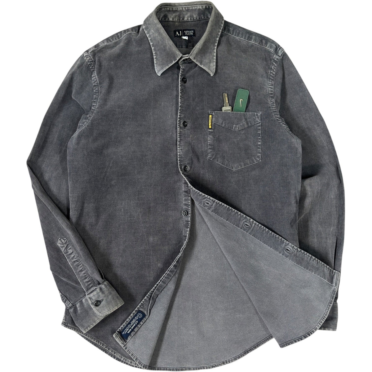 Armani Jeans 00’s Mini Corduroy Shirt M | Medium, Charcoal