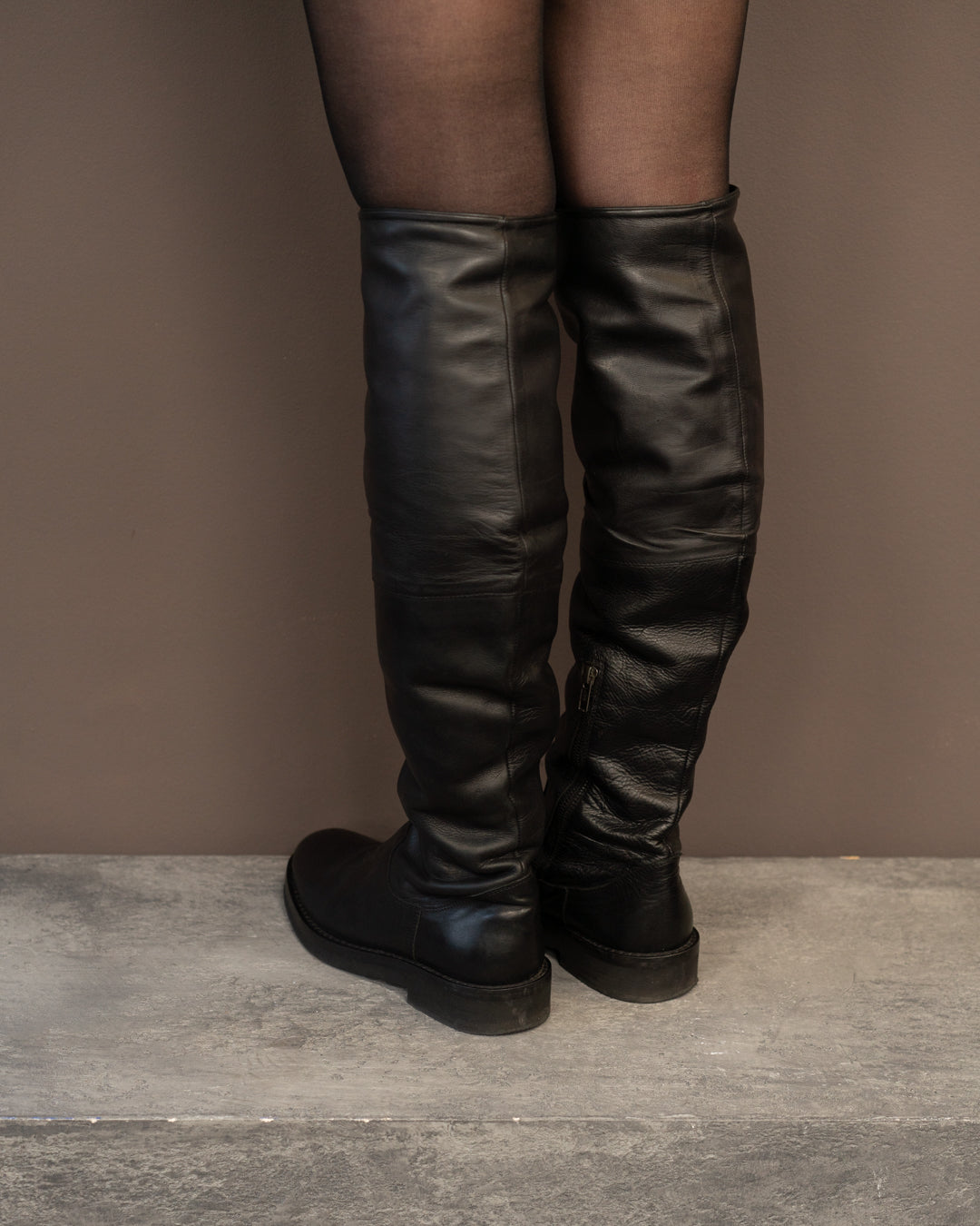 ANN DEMEULEMEESTER KNEE HIGH BOOTS (EU 39, FITS LIKE 40) | DEFAULT TITLE, Black