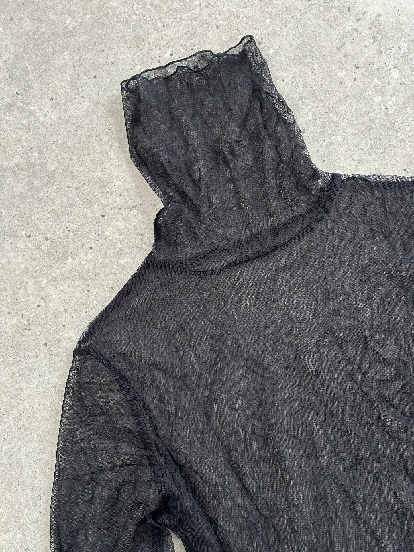 Vintage 2000s Sheer Crinkled Roll Neck Top - S/M