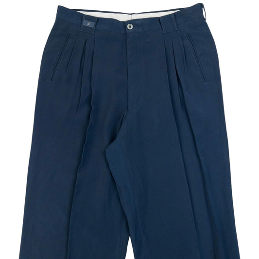 Vintage 90s Balenciaga Sports Pleated Trousers Size W31 | W31, Navy