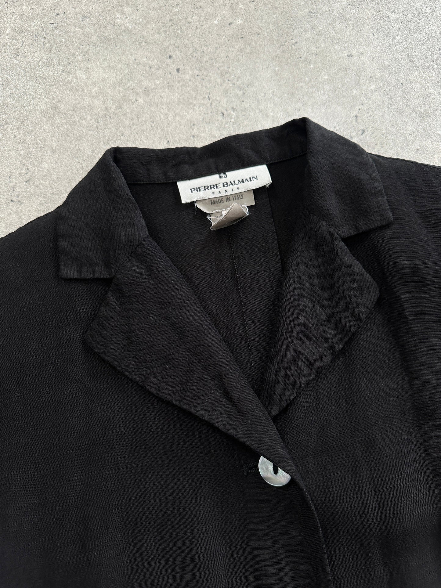 Pierre Balmain 90s Linen Short Sleeve Fitted Blazer - M