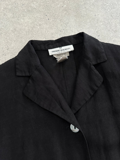 Pierre Balmain 90s Linen Short Sleeve Fitted Blazer - M