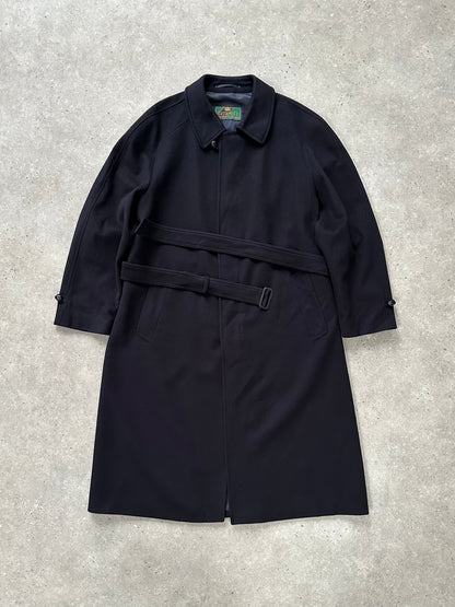 Vintage 1980s Pure Wool Concealed Placket Belted Coat - XL/XXL