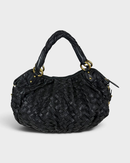 2010s Miu Miu Black Woven Leather Handbag | O/S, Multicoloured