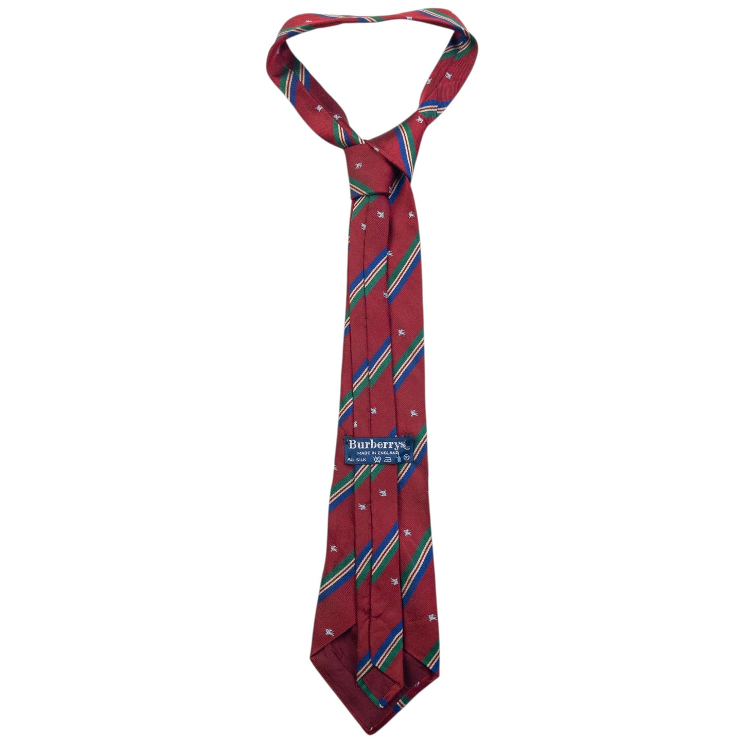 Vintage 80s Burberry Monogram Striped Silk Tie | O/S, Red