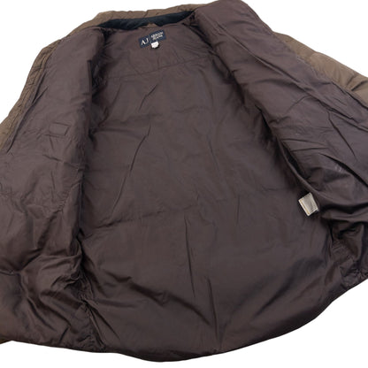 Vintage Armani Jeans Zip Up Puffer Jacket Size | Large, Brown