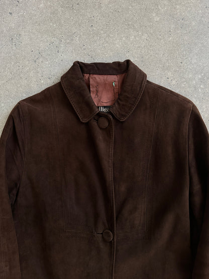 Pierre Balmain Alligator 1980s Suede Trench Coat - S/M