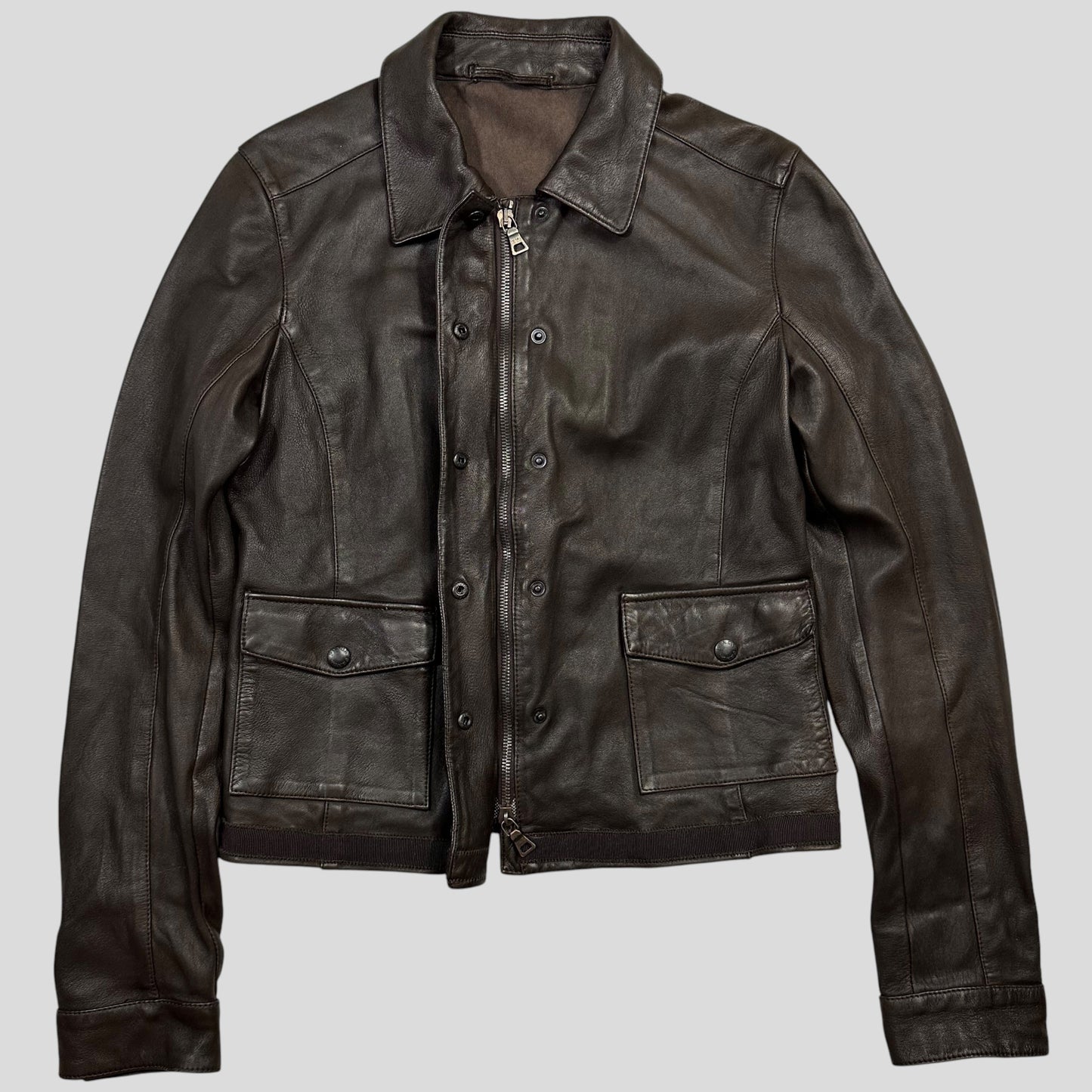 Prada Sport 2004 Leather Love Heart Back Logo Work Jacket - IT40 | Default Title, Brown