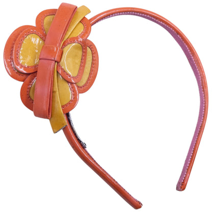 Vintage 2000s Miu Miu Vinyl Flower Headband | O/S, Orange