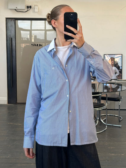 Christian Dior Monsieur 1980s Cotton Logo Stripe Shirt - L