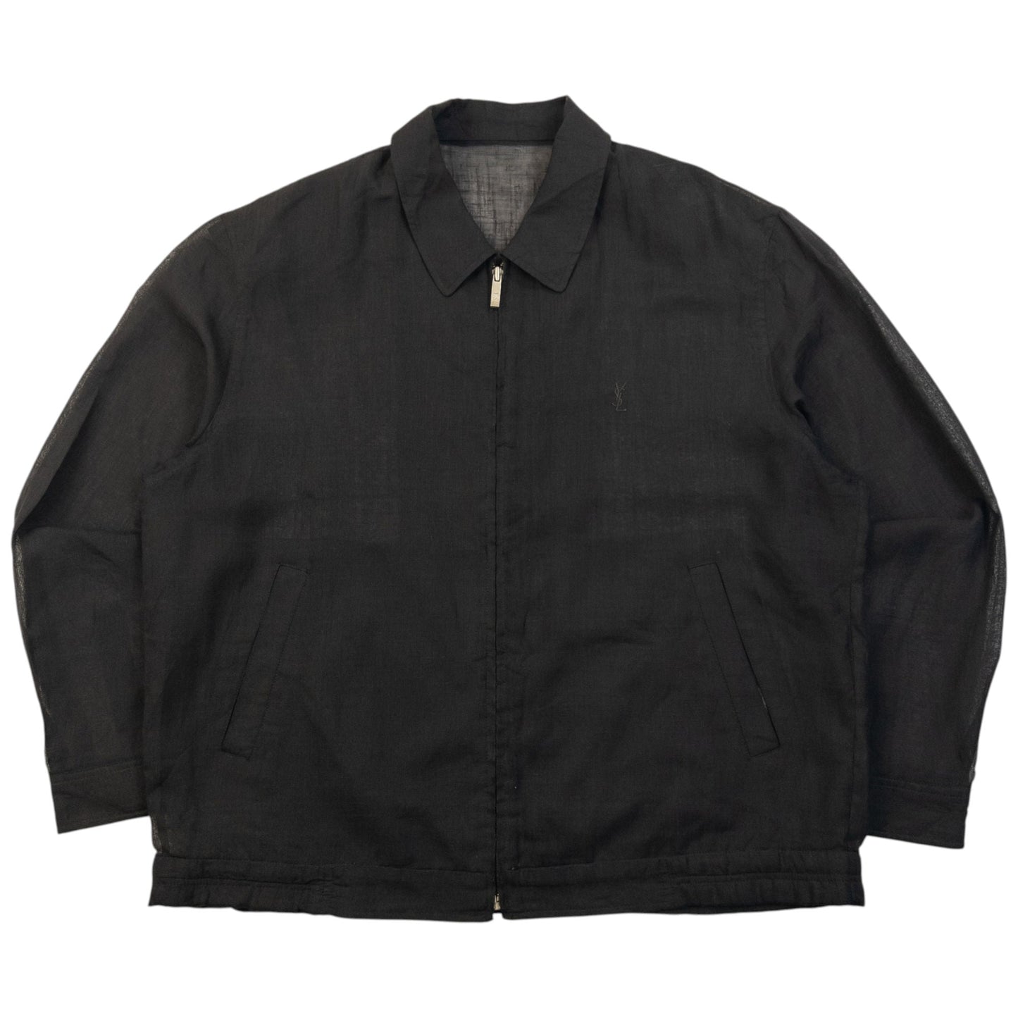 Vintage 90s YSL Yves Saint Laurent Harrington Jacket Size L | Large, Black