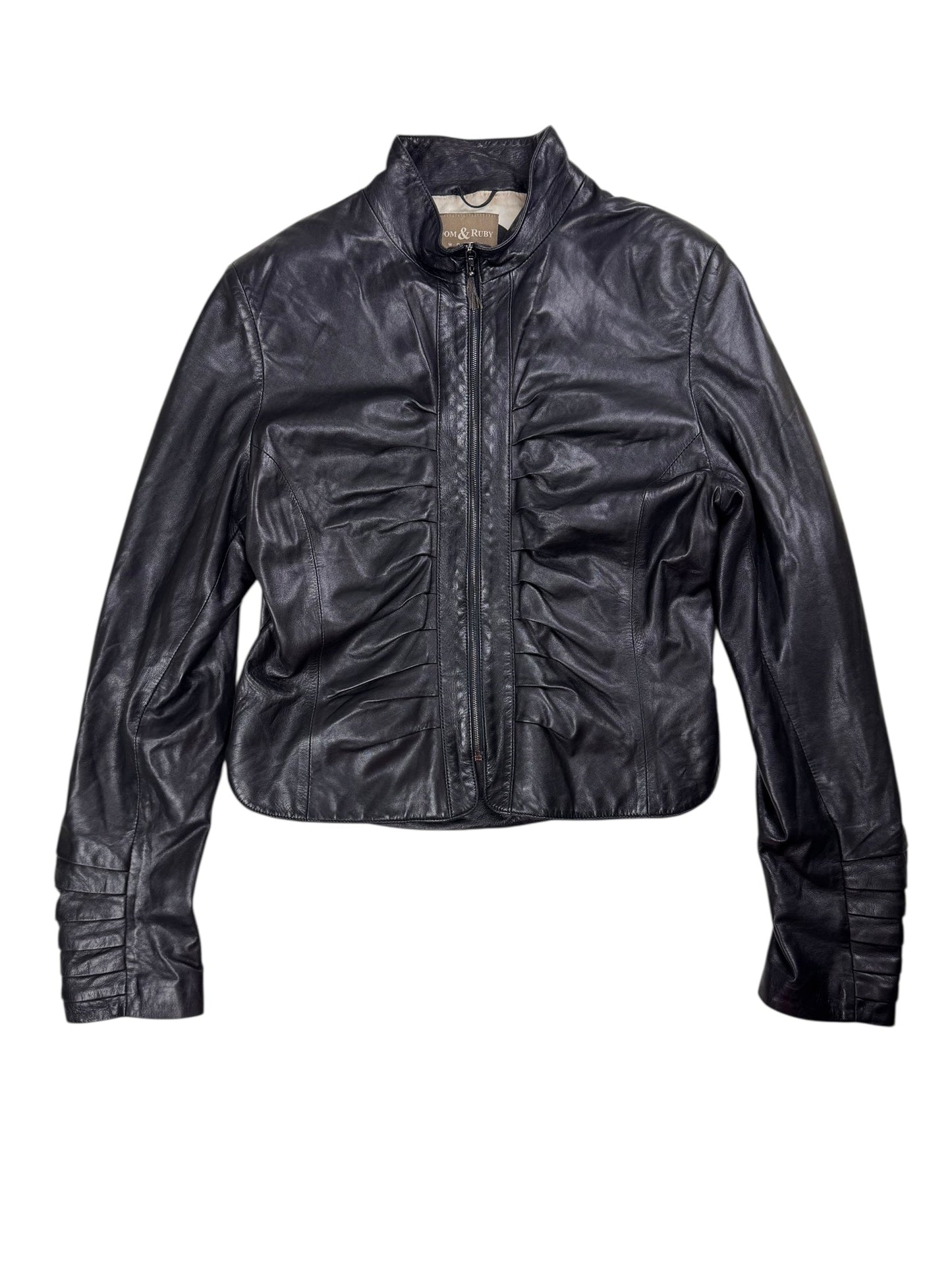 Dom & Ruby 2010s ruched leather jacket | Black, Black
