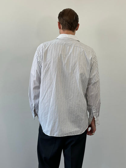 Christian Dior 1980s Cotton Striped Logo Shirt - XL