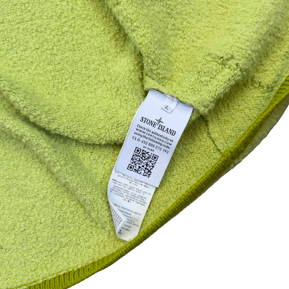 Stone Island AW/19 Knitted Hoodie In Lime Green (L) | Large, Green