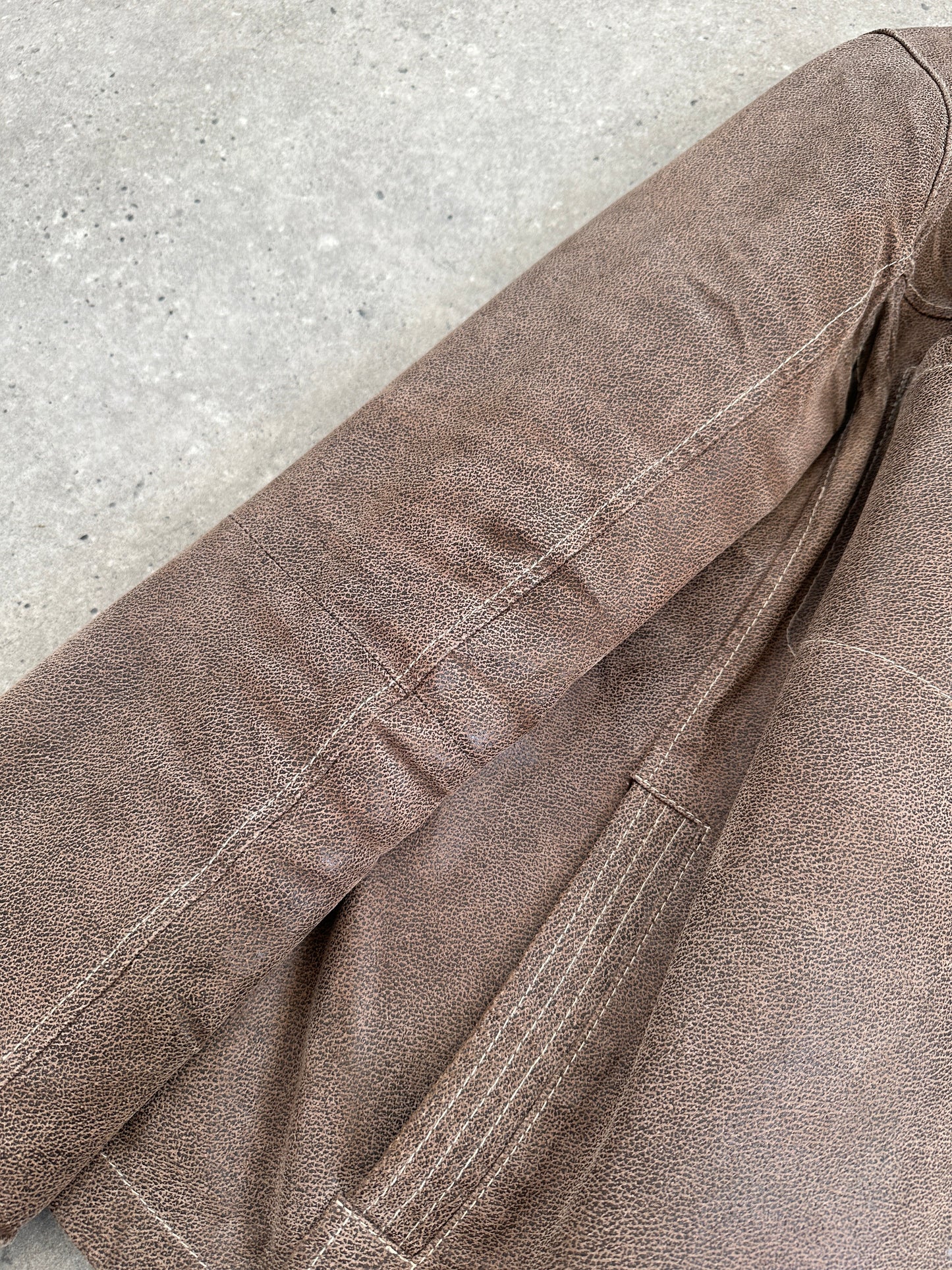 Vintage Textured Leather Jacket - XL