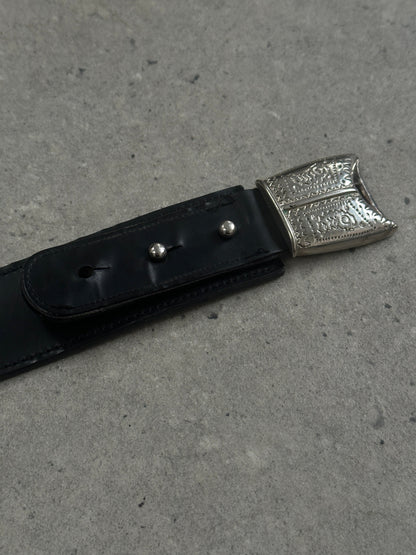 Gianni Versace Versus 1990s Panther Buckle Leather Belt - W38