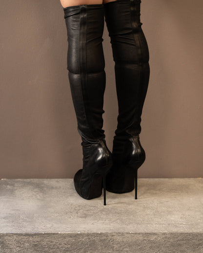 RICK OWENS STILETTO KNEE HIGH GLOVE BOOTS (EU 41)