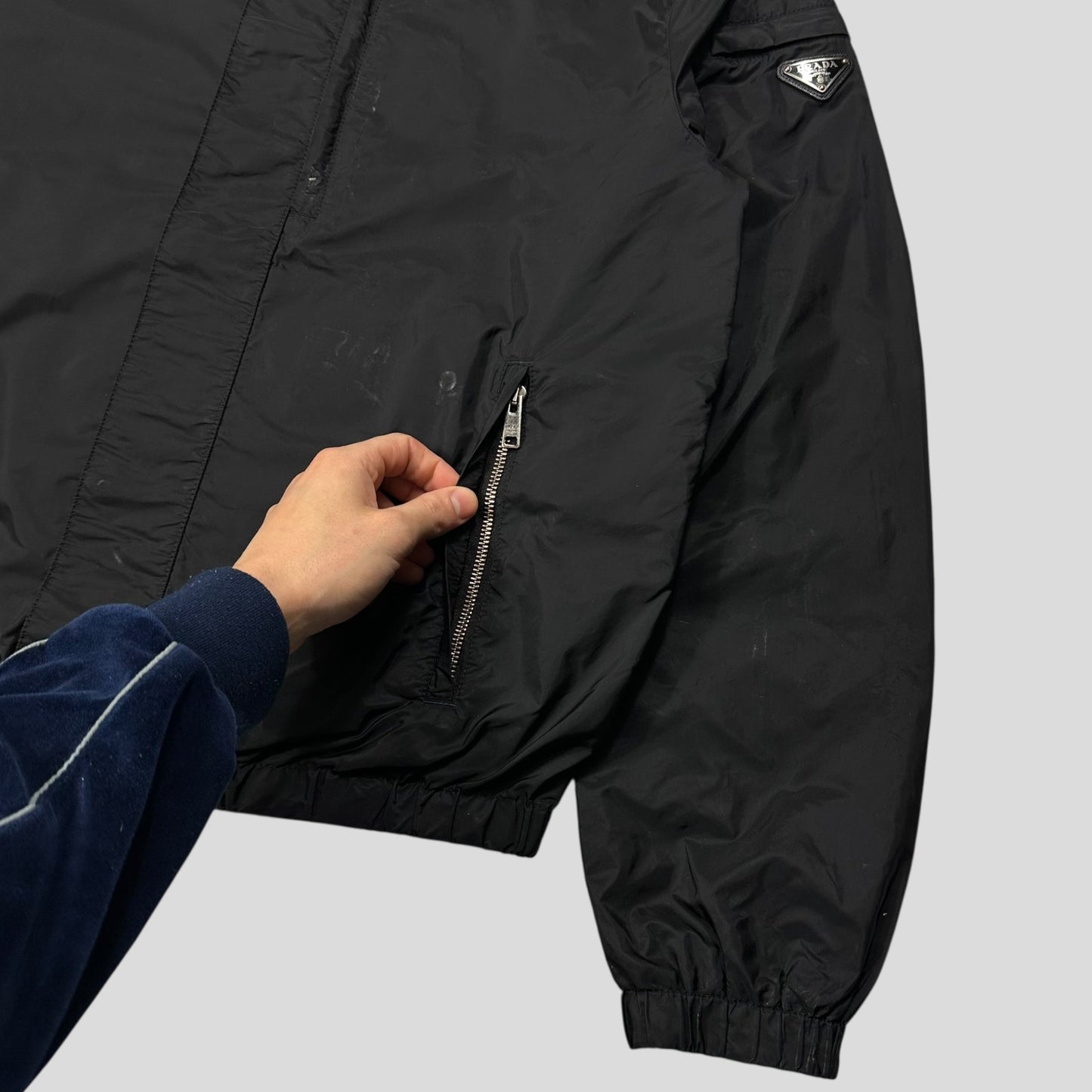 Prada Milano 2017 Triangle Plaque Logo Nylon Windbreaker Jacket - IT50 | Default Title, Black