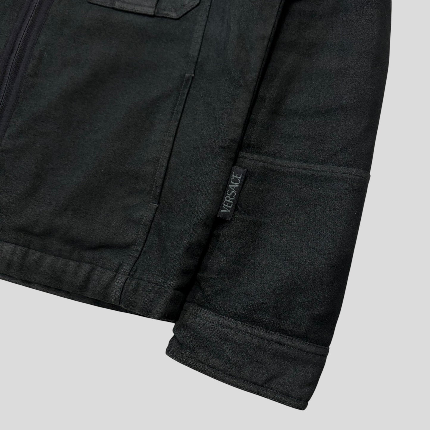Versace VJC 00’s Moleskin Cotton Asymmetric Stud Pocket Jacket - M | O/S, Grey