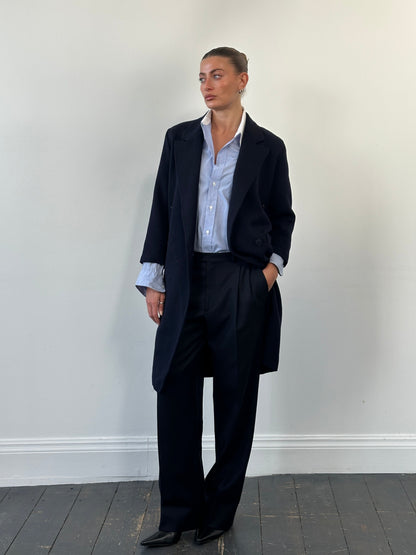 Christian Dior 1980s Pure Wool Double Breasted Coat - S