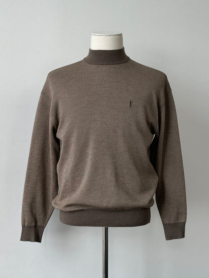 Yves Saint Laurent 1990s Pure Wool High Neck Knit Jumper - M