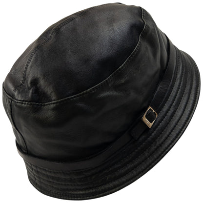 Vintage 2000s Gucci Leather Bucket Hat Size M | O/S, Black
