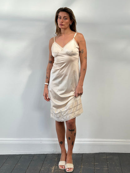 Vintage 1990s Lace Slip Midi Dress - M