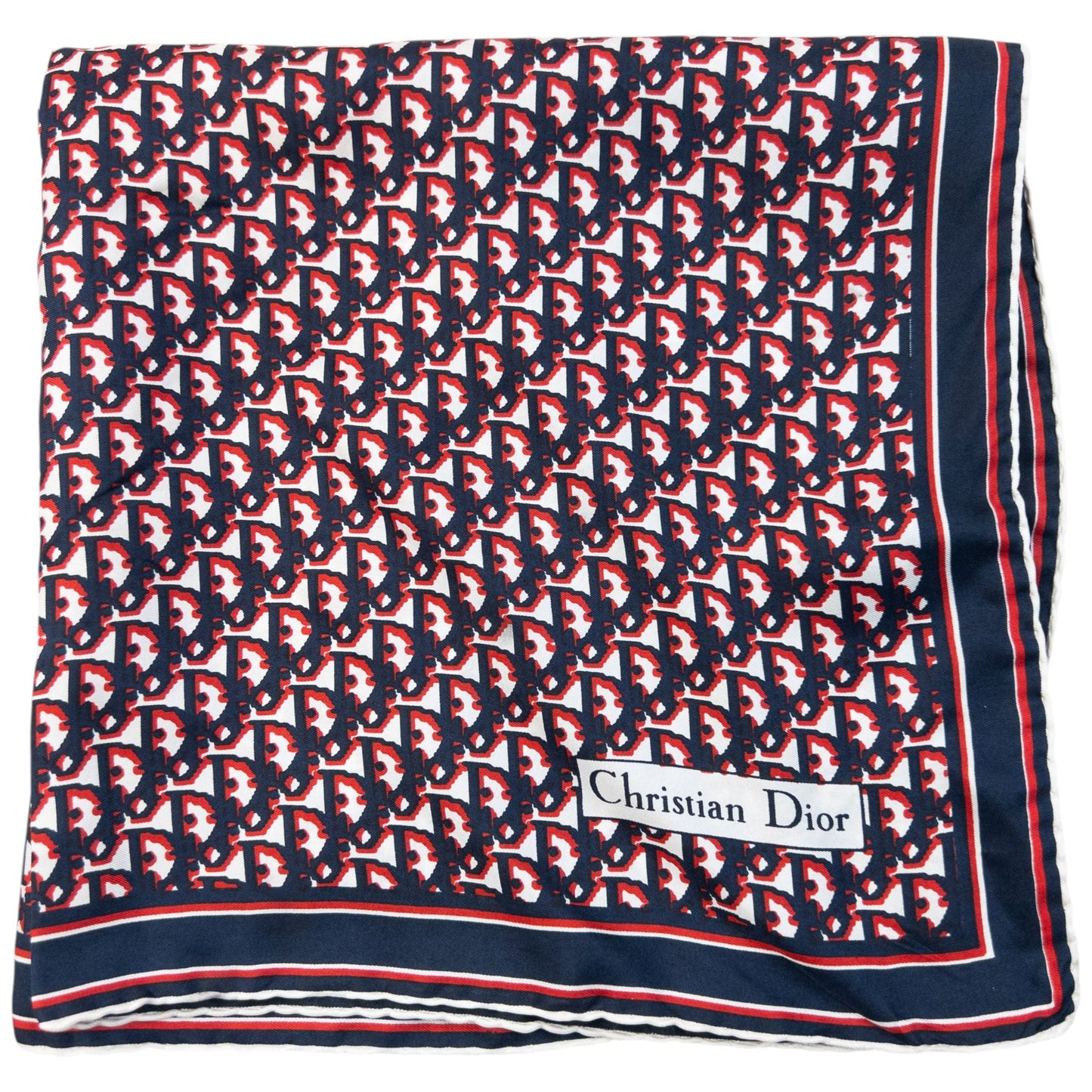Vintage 2000s Dior Monogram Silk Scarf | O/S, Navy